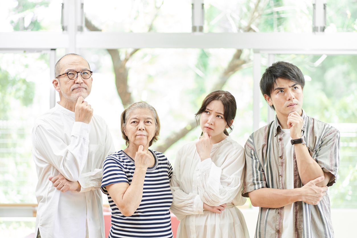 family photo in group wondering