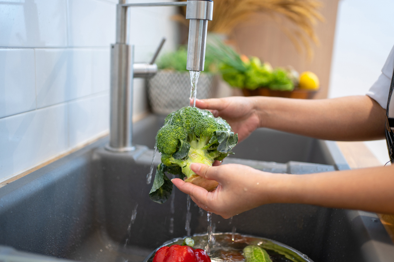 Wash fresh fruits and vegetables thoroughly