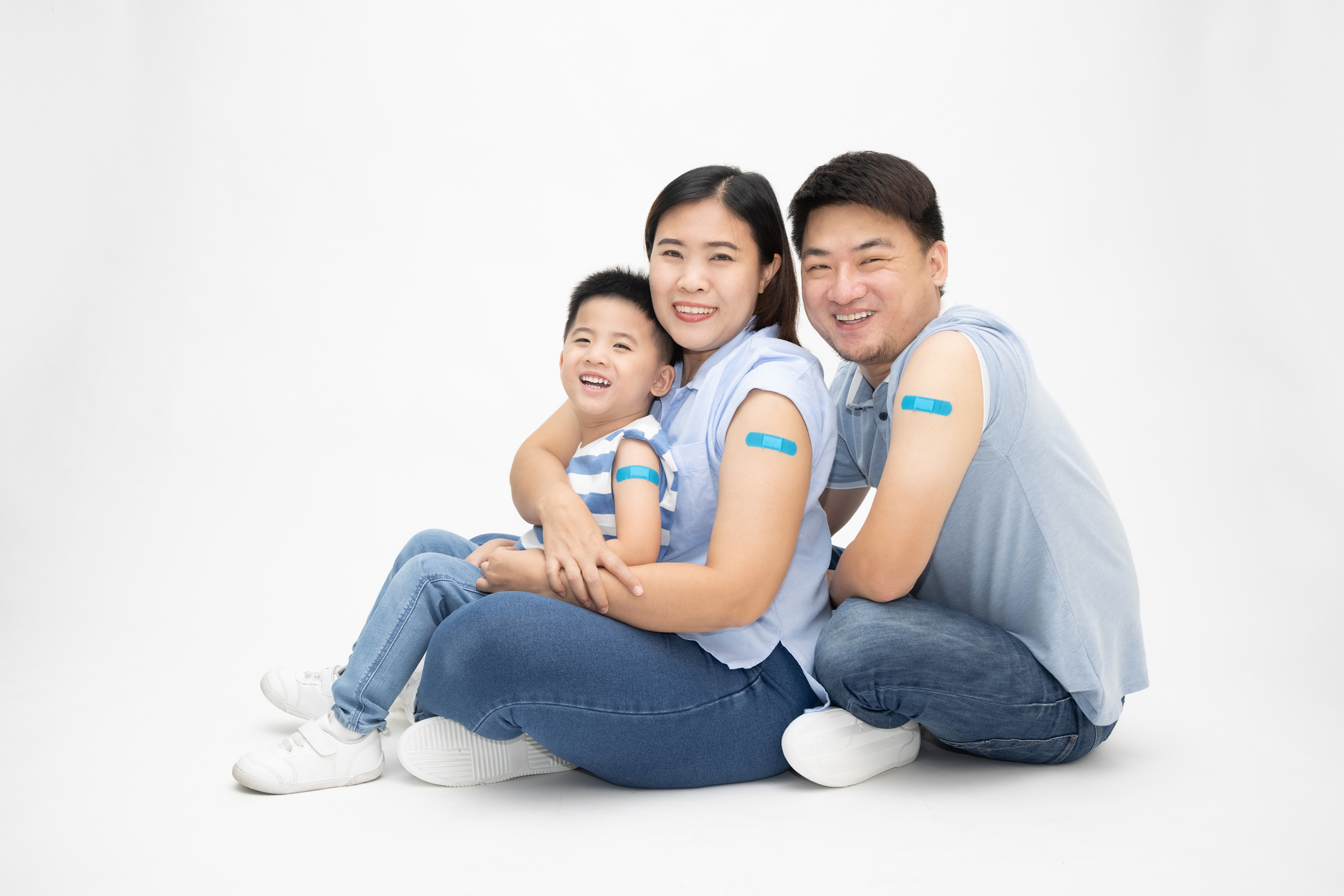 Happy family protected with vaccination